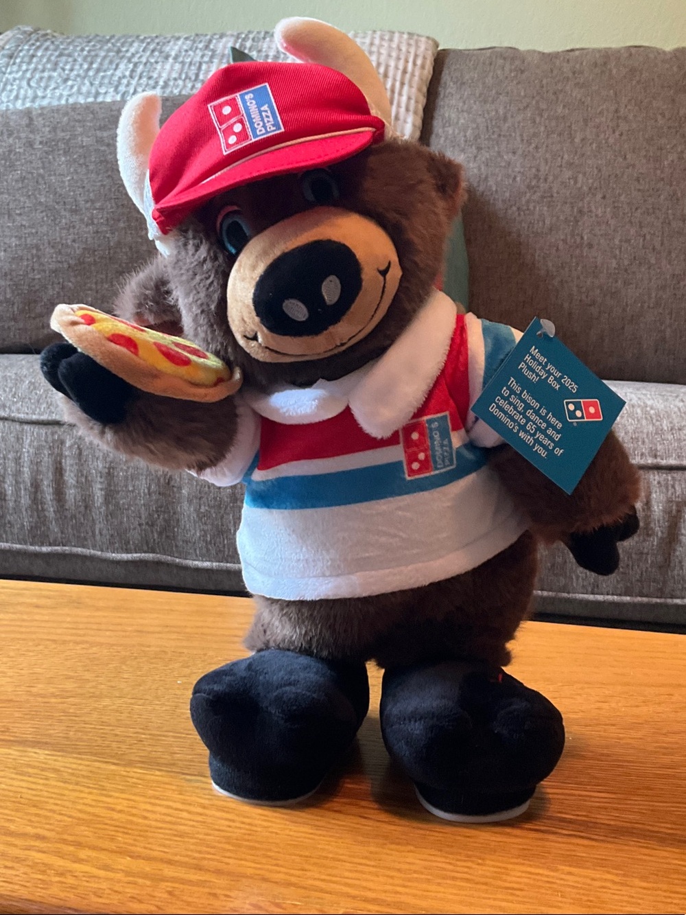 NWT Dominos Pizza Interactive Bison Toy, Measures 13” Tall, CUTE!